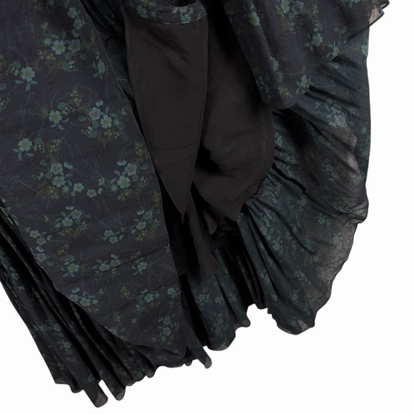 Zara Disco Forest Floral Ruffle Knee Length Dress Sz M - Picture 3 of 9